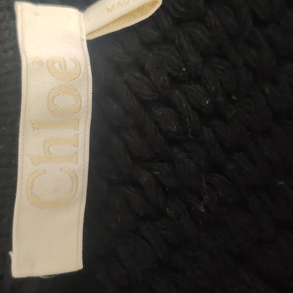 Chloe Off-the-Shoulder Cutout Wool and Cashmere Dress in Black FW22 XL - Picture 7 of 8